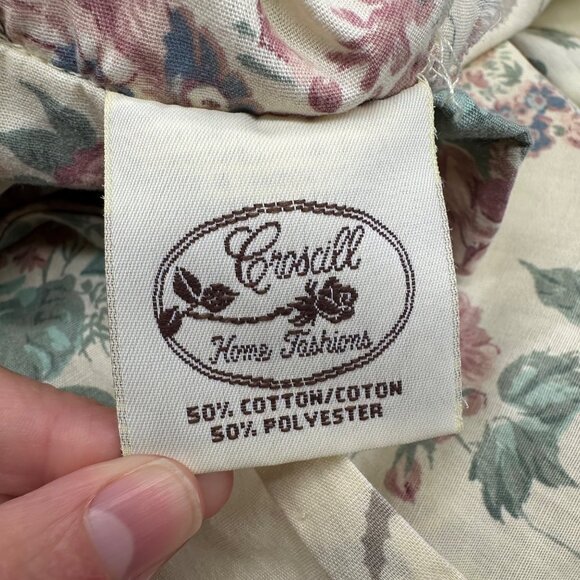 Vintage King Size Pillowcases Croscil Floral Ruffles Lace 1980s USA Pink Cream - Picture 4 of 9